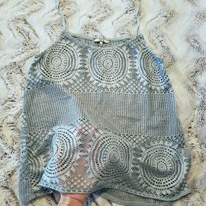 BKE Buckle brand powder blue shimmery lacey cami